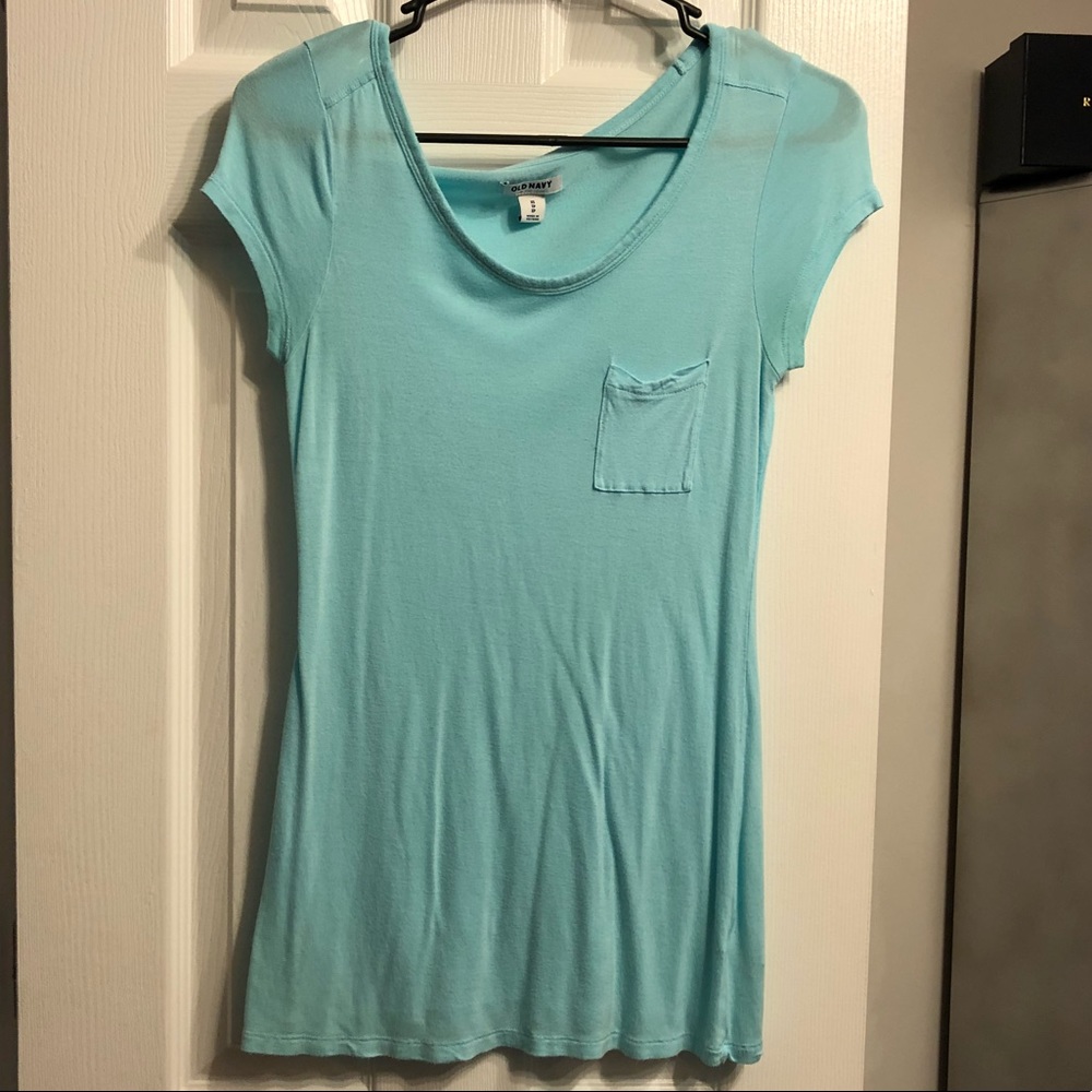 Old Navy light blue pocket shirt.